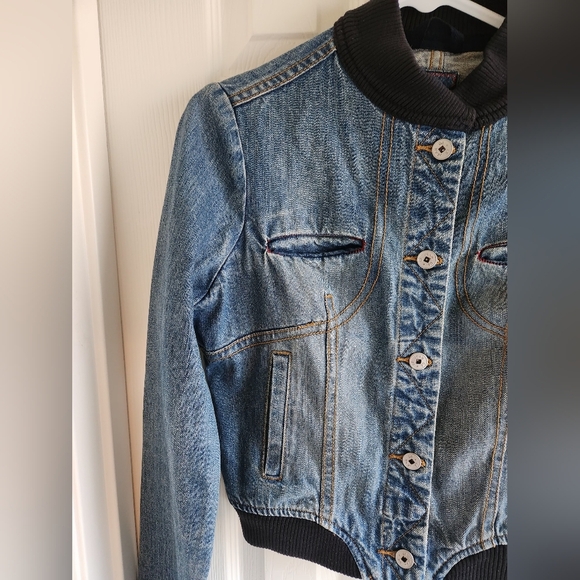 Marithe Francois Girbaud Bomber Denim Jacket Cropped Y2K Size M - Picture 3 of 14